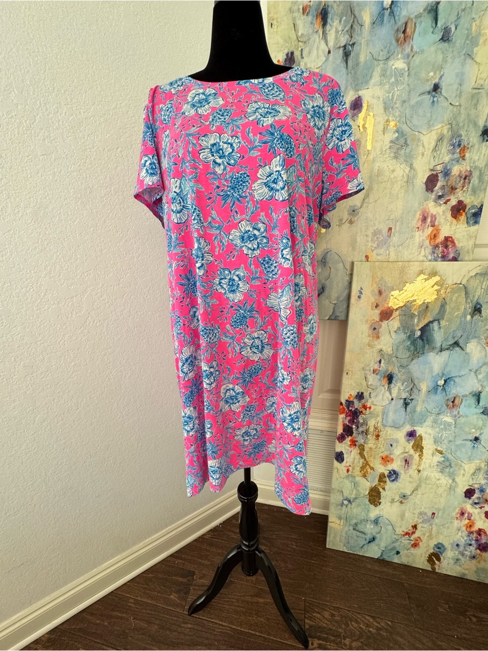 Lilly Pulitzer Sz XXL Cody Swing Dress Roxie Pink Wave N Sea